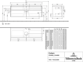 Villeroy & Boch WTUS Collaro C049 1600x548x500mm 4 Ausz. Waschtisch m.tig Glossy White – Bild 4