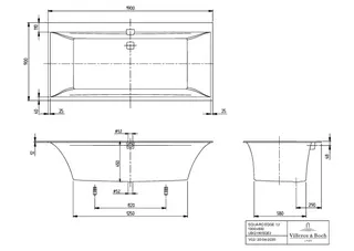 Villeroy & Boch Badewanne Squaro Edge 12 1900x900x475mm Duo Rechteck Stone White – Bild 4