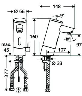 SCHELL Waschtisch-Arm. PURIS E HD-M, Elektron. Mischwasser, ohne Stromversorgung, chrom – Bild 2