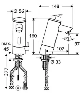 SCHELL Waschtisch-Arm. PURIS E HD-M, Elektron. Mischwasser, ohne Stromversorgung, chrom – Bild 3