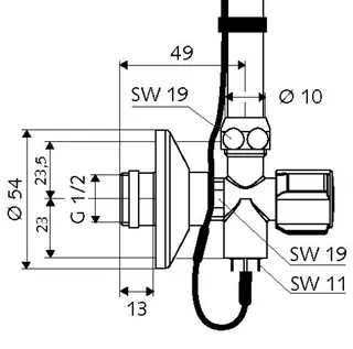 SCHELL Eckventil COMFORT PT Temperaturfühler PT 1000, 1/2", chrom – Bild 2