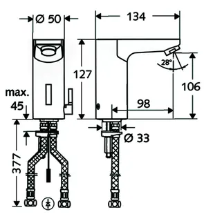 SCHELL Waschtisch-Arm. CELIS E HD-M, Elektron. Mischwasser, ohne Stromversorgung, chrom – Bild 2