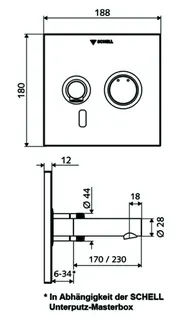 SCHELL UP-Waschtisch-Arm. LINUS W-E-M, IR Mischw., UP-Netzteil, 170 Ausl., edst. – Bild 2