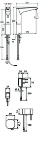 SCHELL Waschtisch-Arm. XERIS E HD-K, Elektron. Kaltwasser, Steckernetzteil,large, chrom – Bild 3
