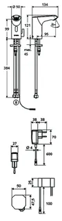 SCHELL Waschtisch-Arm. XERIS E HD-M, Elektron. Mischw., Steckernetzteil, small, chrom – Bild 2