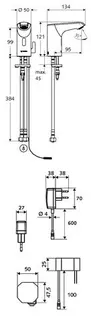 SCHELL Waschtisch-Arm. XERIS E HD-M, Elektron. Mischw., Steckernetzteil, small, chrom – Bild 3