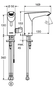 SCHELL Waschtisch-Arm. XERIS E-T HD-M, Elektron. Thermostat, ohne Stromv., mid, chrom – Bild 2
