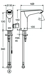 SCHELL Waschtisch-Arm. XERIS E-T HD-M, Elektron. Thermostat, ohne Stromv., mid, chrom – Bild 3