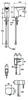 SCHELL Waschtisch-Arm. XERIS E HD-K, Elektron. Kaltwasser, UP-Netzteil, small, chrom – Bild 2