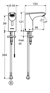 SCHELL Waschtisch-Arm. XERIS E HD-K, Elektron. Kaltwasser, ohne Stromv., small, chrom – Bild 2