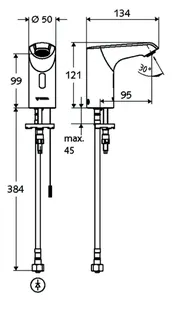 SCHELL Waschtisch-Arm. XERIS E HD-K, Elektron. Kaltwasser, ohne Stromv., small, chrom – Bild 3