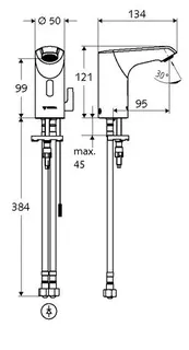 SCHELL Waschtisch-Arm. XERIS E HD-M, Elektron. Mischwasser, ohne Stromv., small, chrom – Bild 3