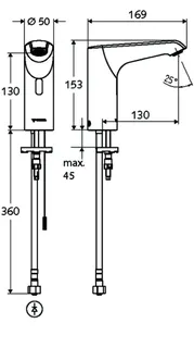 SCHELL Waschtisch-Arm. XERIS E HD-K, Elektron. Kaltwasser, ohne Stromv., mid, chrom – Bild 2