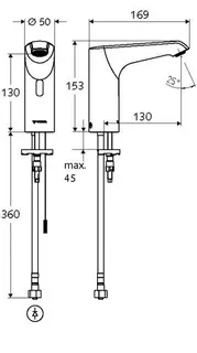 SCHELL Waschtisch-Arm. XERIS E HD-K, Elektron. Kaltwasser, ohne Stromv., mid, chrom – Bild 3