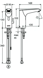 SCHELL Waschtisch-Arm. XERIS E HD-M. Elektron. Mischwasser, ohne Stromv., mid, chrom – Bild 3