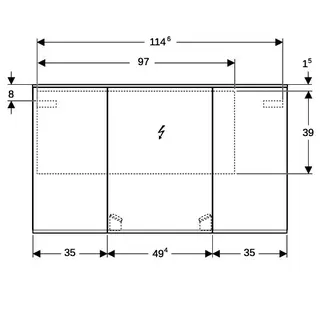 Geberit Option Plus Spiegelschrank m.Beleuchtung, drei Türen, 120x70x17,2cm – Bild 4