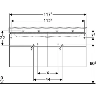 Geberit Xeno2 Unterschrank f. Waschtisch m. B:120cm m. 4 Schubl., 117,4x53x46,2cm, greige – Bild 4