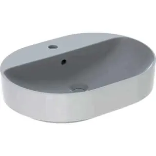 Geberit VariForm Aufsatz-Waschtisch, elliptisch mit Hahnlochbank, 60x45cm, mit Überlauf, weiß – Bild 2
