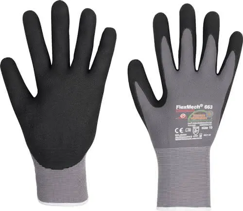 Handschuhe FlexMech 663 Gr.6 grau/schwar z Nylon/Elastan/Nitrilschaum 10 PA