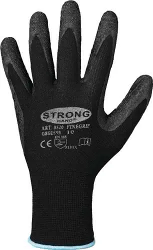 Handschuhe Finegrip Gr.12 schwarz EN 388 PSA II Nyl.m.Schrumpf-Latex STRONGHAND
