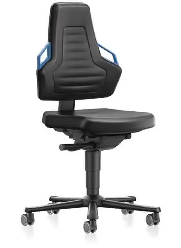 Arbeitsdrehstuhl Nexxit Rl.Kunstlederpolster schwarz Griff blau