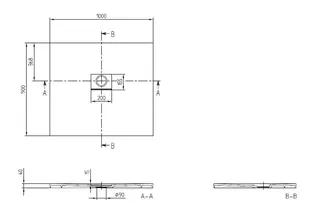 ARTO-Quaryl-Duschwanne A18 1000x900x40mm weiß – Bild 2