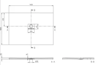 ARTO-Quaryl-Duschwanne A18 drei Seiten geschnitten 1400x1000x40mm weiß – Bild 2