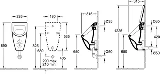 ARTO-Urinalbecken A18 Ausführung für Deckel CeramicPlus Typ 553701R1 weiß – Bild 3