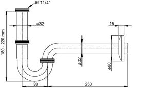 ASW Röhrensifon Plus 11/4"x32mm Edelstahl V2A verchromt – Bild 2