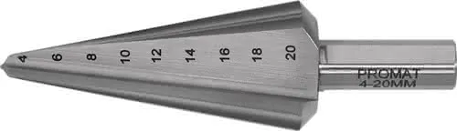 Blechschälbohrer Bohrber.4-20mm HSS Gesamt-L.71mm Z.2 PROMAT