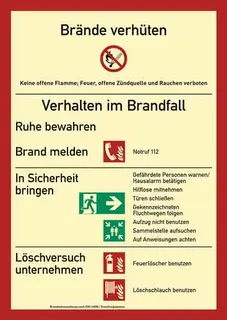 Brandschutzzeichen DIN EN ISO 7010 L210xB297mm Brandschutzordnung Folie