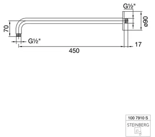 Brausearm 450mm, 1/2"verstärkt 4YOU Black Edition – Bild 2