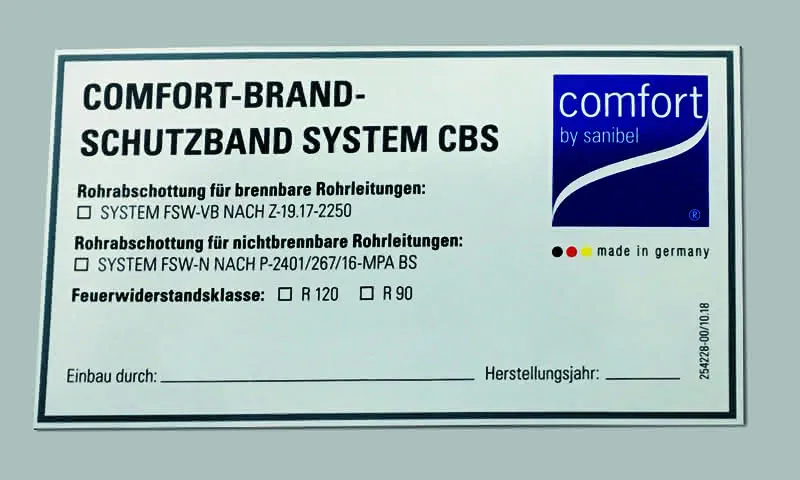 comfort-CBS-Kennzeichnungsschild Brand- schutzband A19 135x75mm