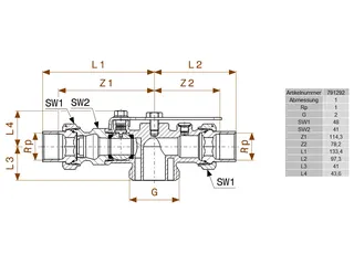 comfort-Einrohr-Gaszähler-Montageeinheit G2114CS Rp1 x Rp1 Messing – Bild 2