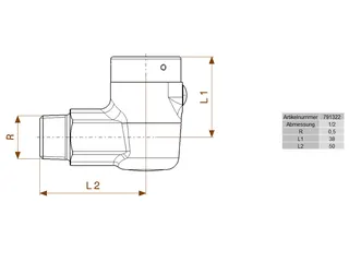 comfort-Gassteckdose TAE G201TCS R1/2 Messing verchromt – Bild 2