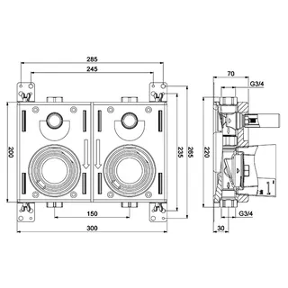 comfort-Montageblock Koax G2 Duo DN 20 G3/4 IG Bleifrei – Bild 2