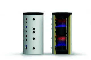 comfort-Schichtenpuffer Typ CSP-SS600 m. 2 Waschtisch, Isolierung und Folienmantel weiß