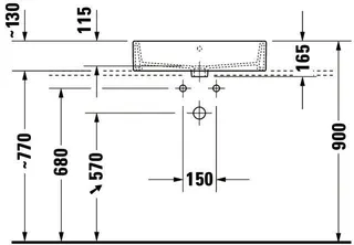 Duravit Aufsatzbecken Vero Air 600mm m. ÜL, m. HLB, 1 HL, geschl., weiß – Bild 5