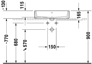 Duravit Aufsatzbecken Vero Air 600mm m.ÜL, m.HLB, o.HL, geschl., weiß – Bild 2