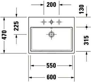Duravit Aufsatzbecken Vero Air 600mm m.ÜL, m.HLB, o.HL, geschl., weiß – Bild 3
