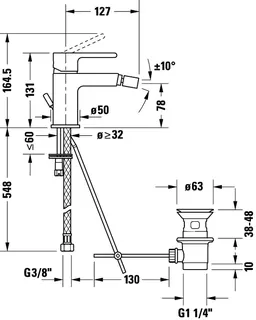 Duravit B.2 Einhebel Bidetmischer , Chrom HG – Bild 3