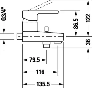 Duravit B.2 Einhebel-Wannenmischer Aufputz Keramikmischsystem, Chrom HG – Bild 4