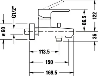 Duravit B.2 Einhebel-Wannenmischer Aufputz Keramikmischsystem, Chrom HG – Bild 5