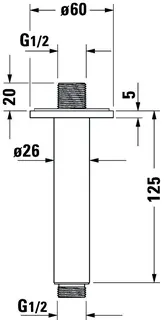 Duravit Brausearm L 125mm, Deckemontage Rosette Rund, Chrom HG – Bild 4