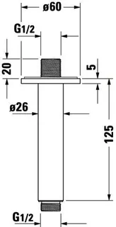 Duravit Brausearm L 125mm, Deckemontage Rosette Rund, Chrom HG – Bild 5