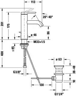 Duravit C.1 Einhebel-Waschtischmischer M ohne Zugstange, Chrom HG – Bild 3