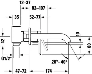 Duravit C.1 Einhebel-Waschtischmischer, UP Ausl.174mm,ohne Zugstange, Chrom HG – Bild 4