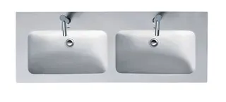 Duravit Doppel-Waschtisch ME by Starck 1300mm,m.ÜL,1HL je Becken,weißseidenm.WG
