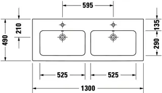Duravit Doppel-Waschtisch ME by Starck 1300mm, m.ÜL, m.HLB, o.HL, weiß – Bild 5
