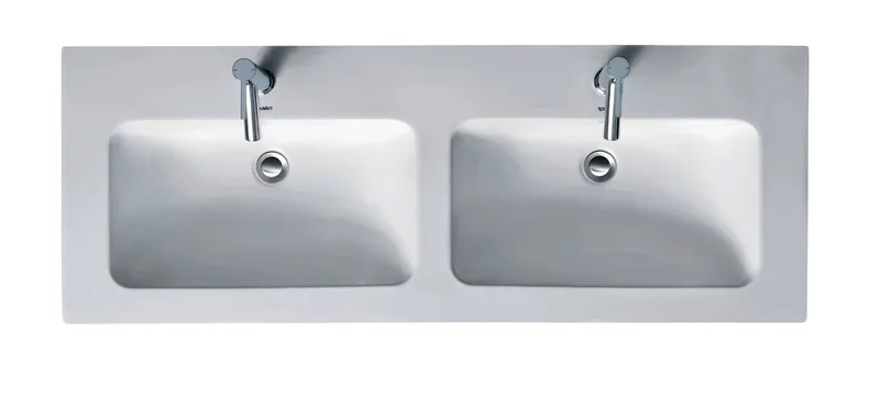 Duravit Doppel-Waschtisch ME by Starck 1300mm,m.ÜL,1HL je Becken,weißseidenmatt